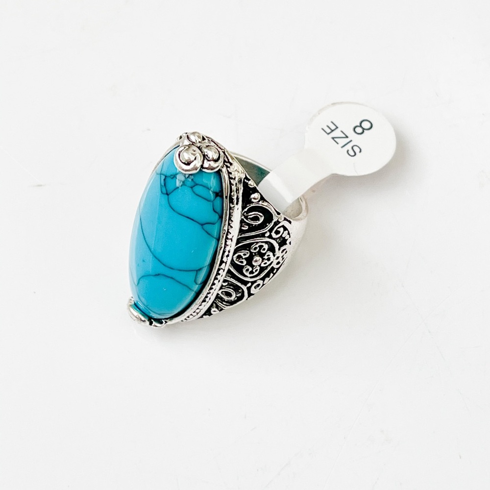 Turquoise and Silver Antique Ring